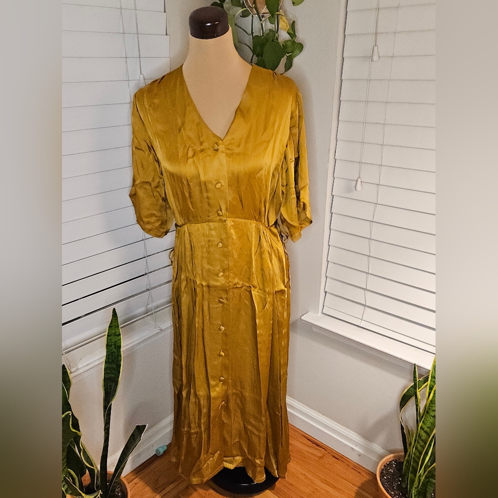 Pana Mina Midi Dress in Turmeric Gold